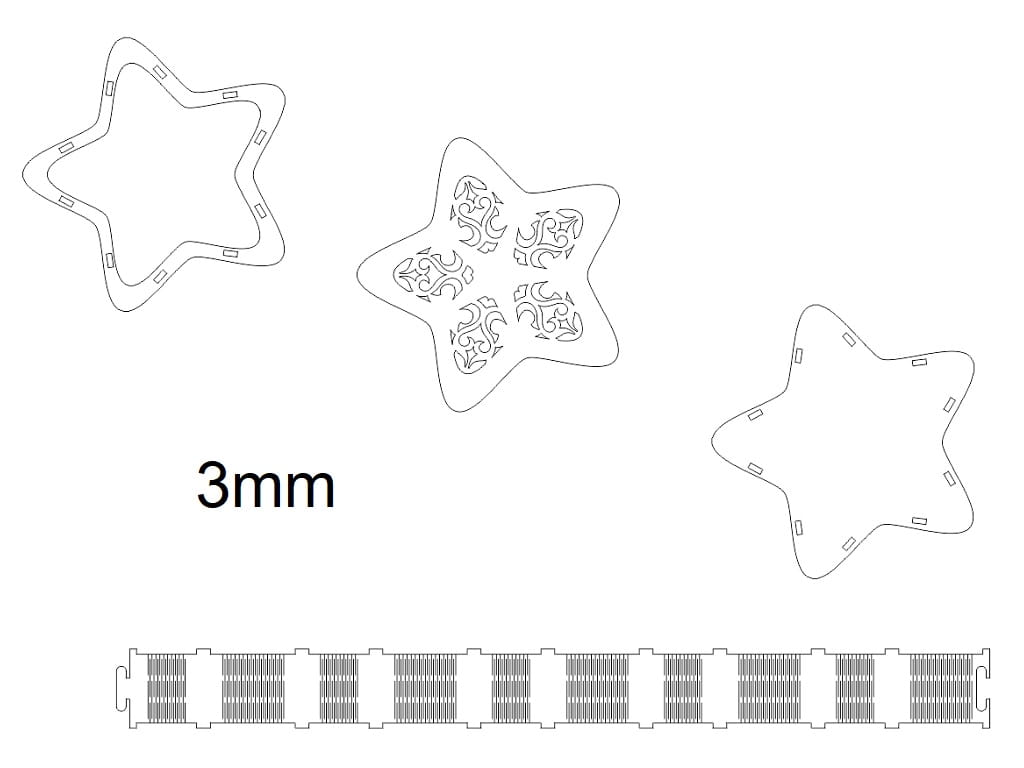 Laser Cut Star Shaped Wooden Gift Box with Lid