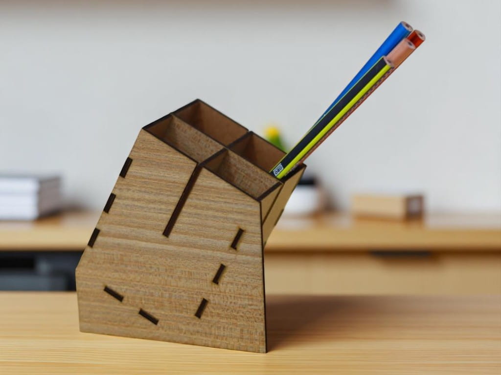 Laser Cut Modern Style Wooden Pencil Holder