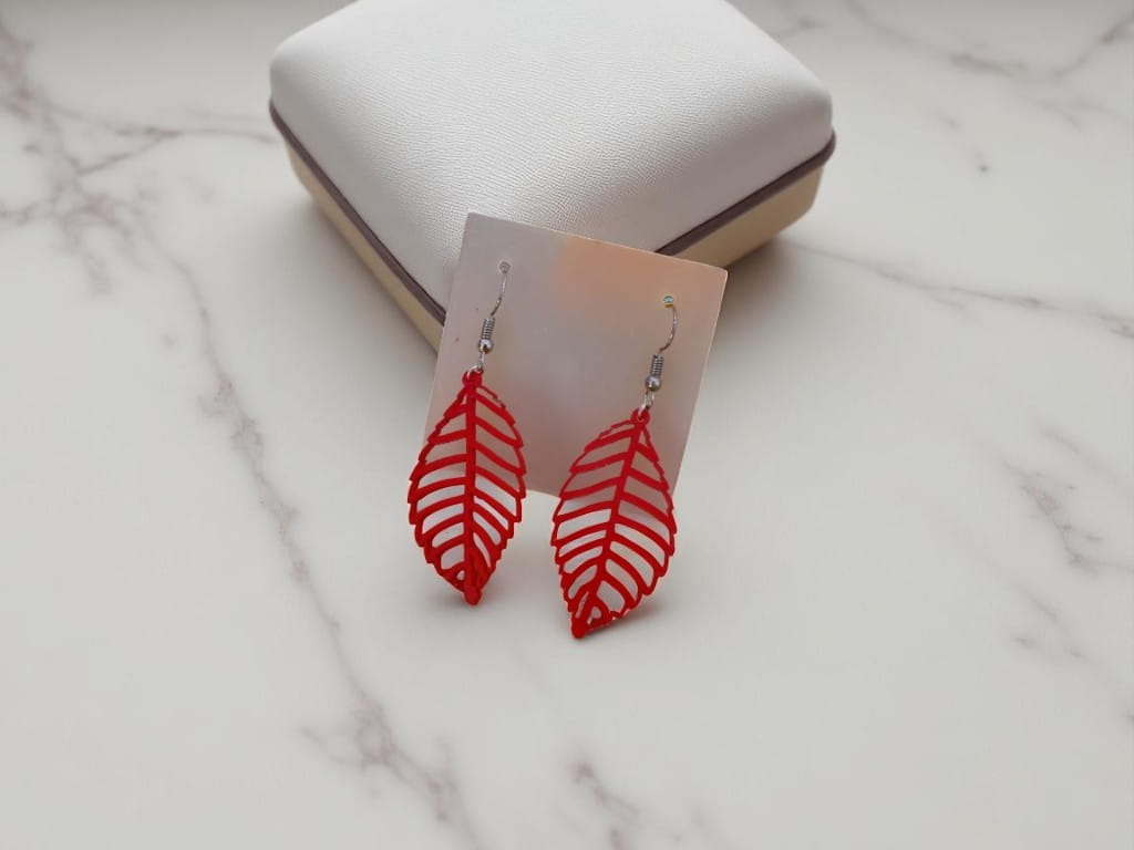 Laser Cut Summer Long Acrylic Leaf Shaped Earrings