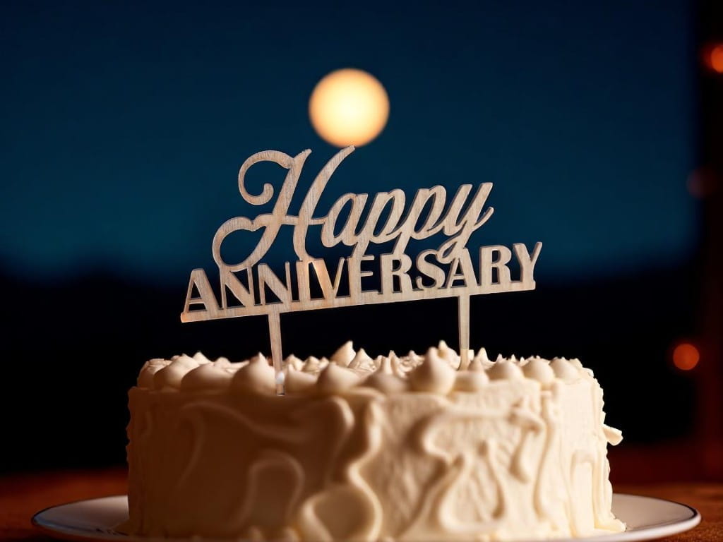 Laser Cut Happy Anniversary Cake Topper