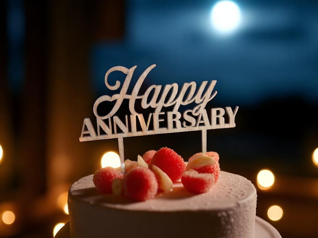 Laser Cut Happy Anniversary Cake Topper