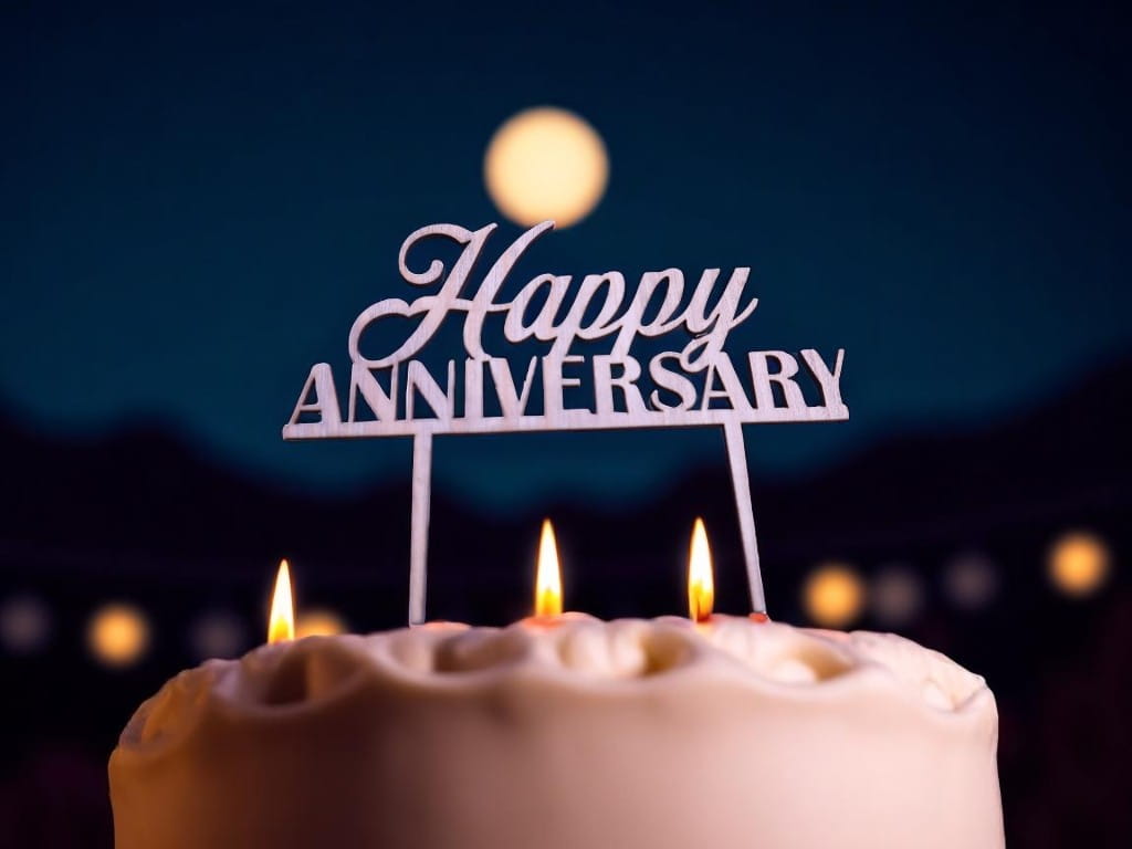 Laser Cut Happy Anniversary Cake Topper