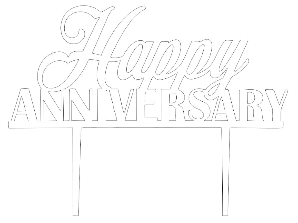 Laser Cut Happy Anniversary Cake Topper