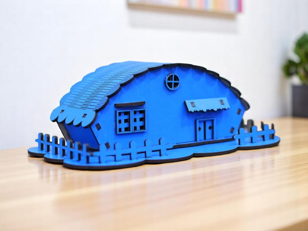 Laser Cut Wooden Toy House for Kids