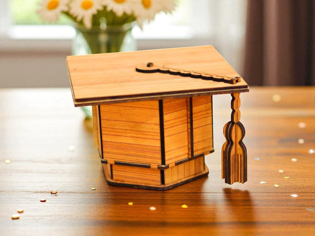 Laser Cut Graduation Cap Wooden Favor Box