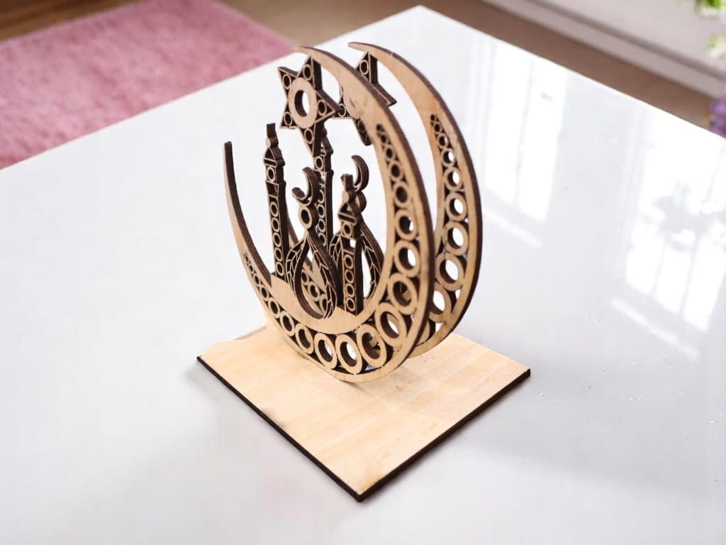 Laser Cut Crescent Moon Napkin Holder Stand