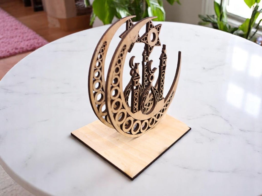 Laser Cut Crescent Moon Napkin Holder Stand