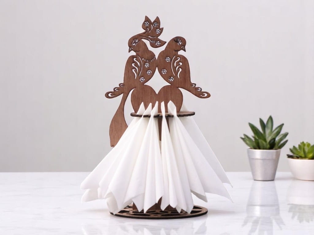 Laser Cut Wooden Peacock Napkin Holder