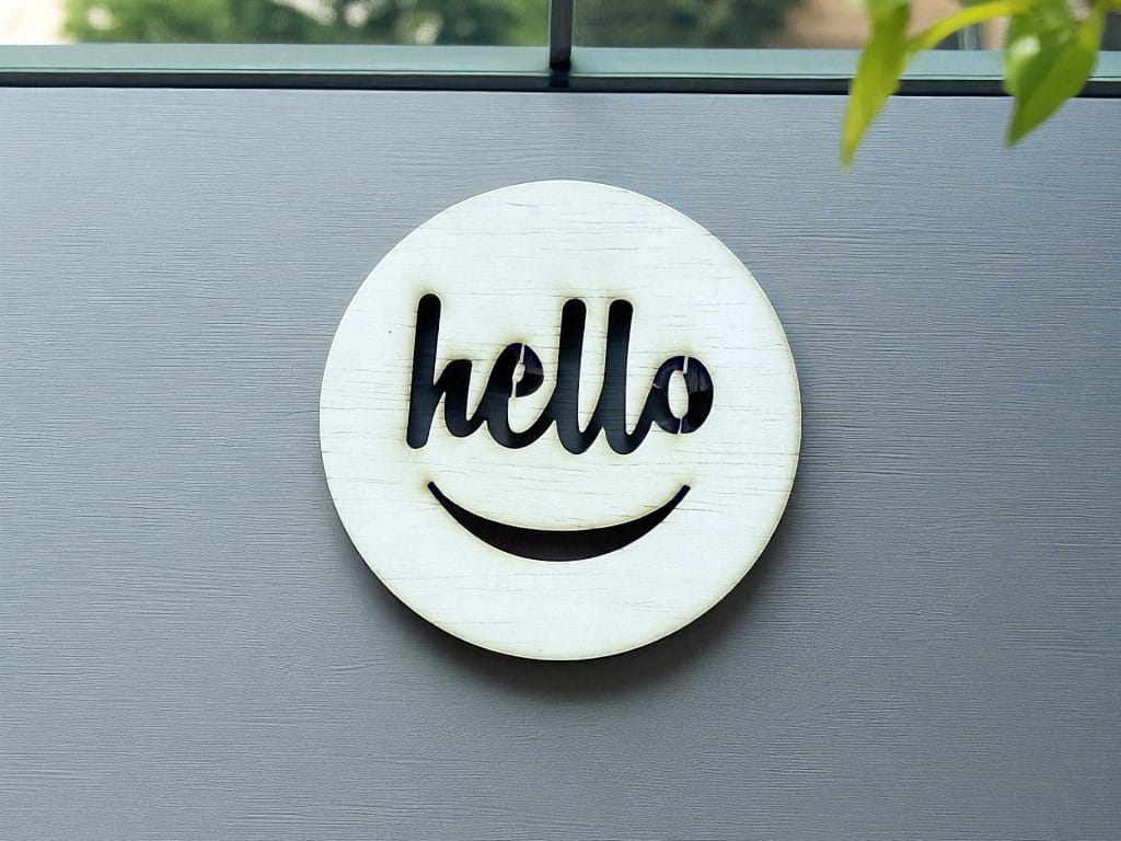 Laser Cut Hello Smiley Face Wooden Craft