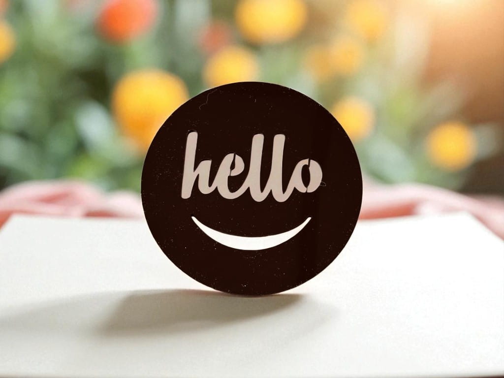Laser Cut Hello Smiley Face Wooden Craft