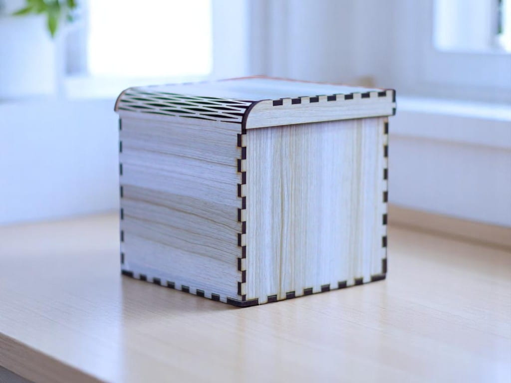 Laser Cut Wooden Gift Box with Living Hinge Lid