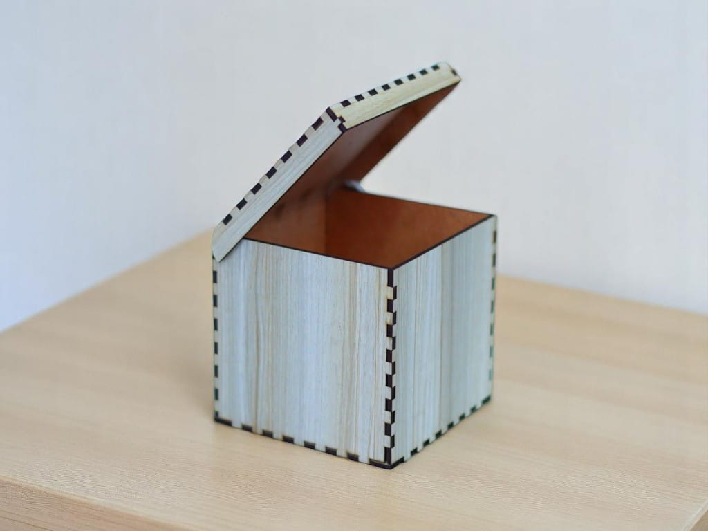 Laser Cut Wooden Gift Box with Living Hinge Lid