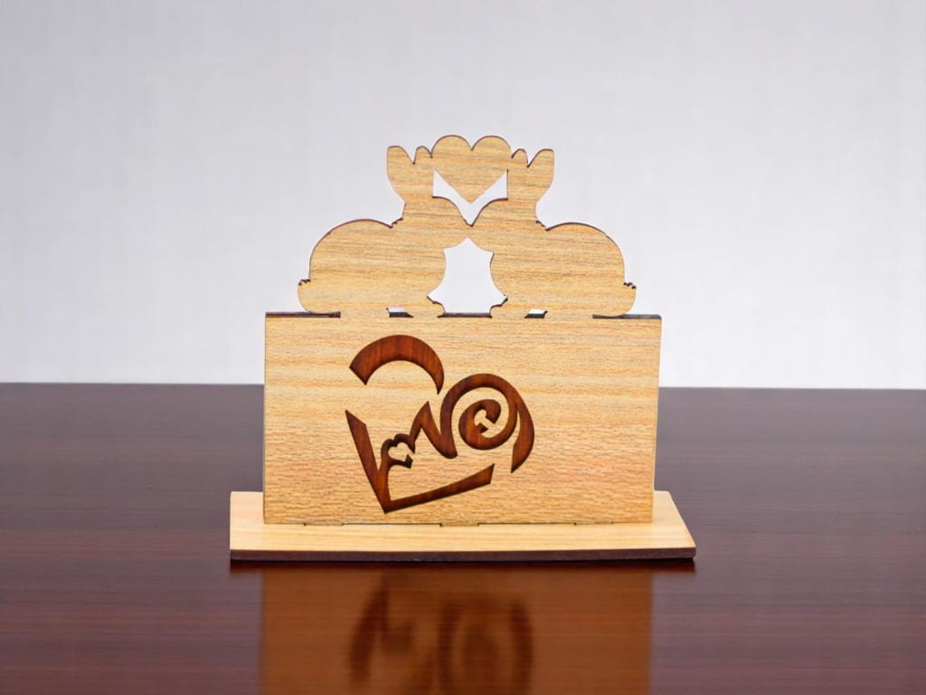 Laser Cut Bunny Valentines Day Decor Stand