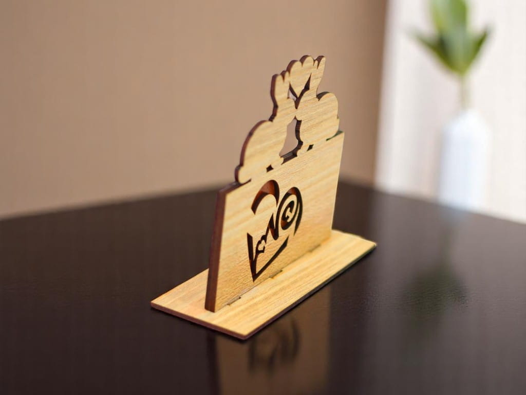 Laser Cut Bunny Valentines Day Decor Stand