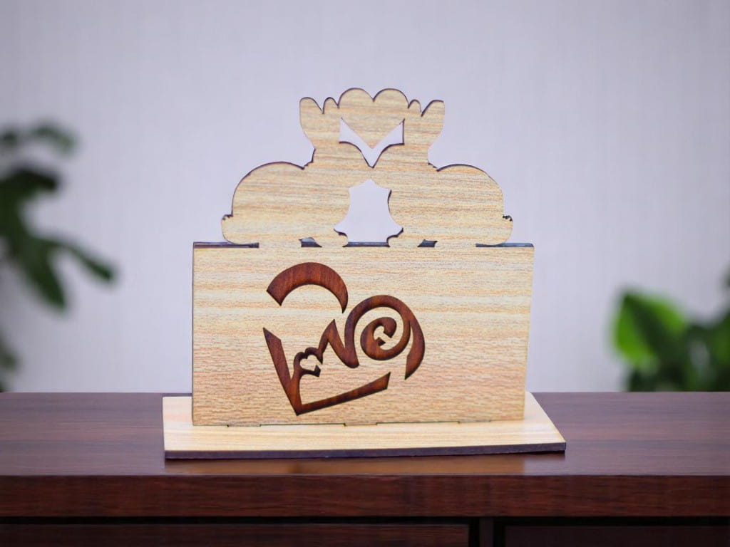 Laser Cut Bunny Valentines Day Decor Stand