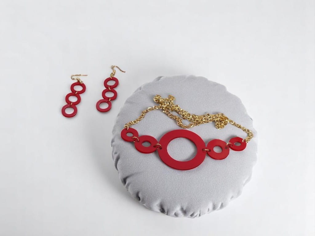 Laser Cut Acrylic Dangle Earrings with Necklace