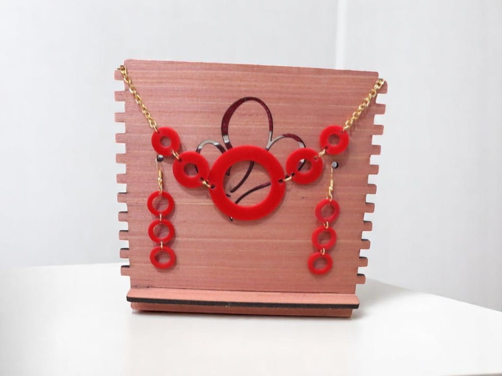 Laser Cut Acrylic Dangle Earrings with Necklace