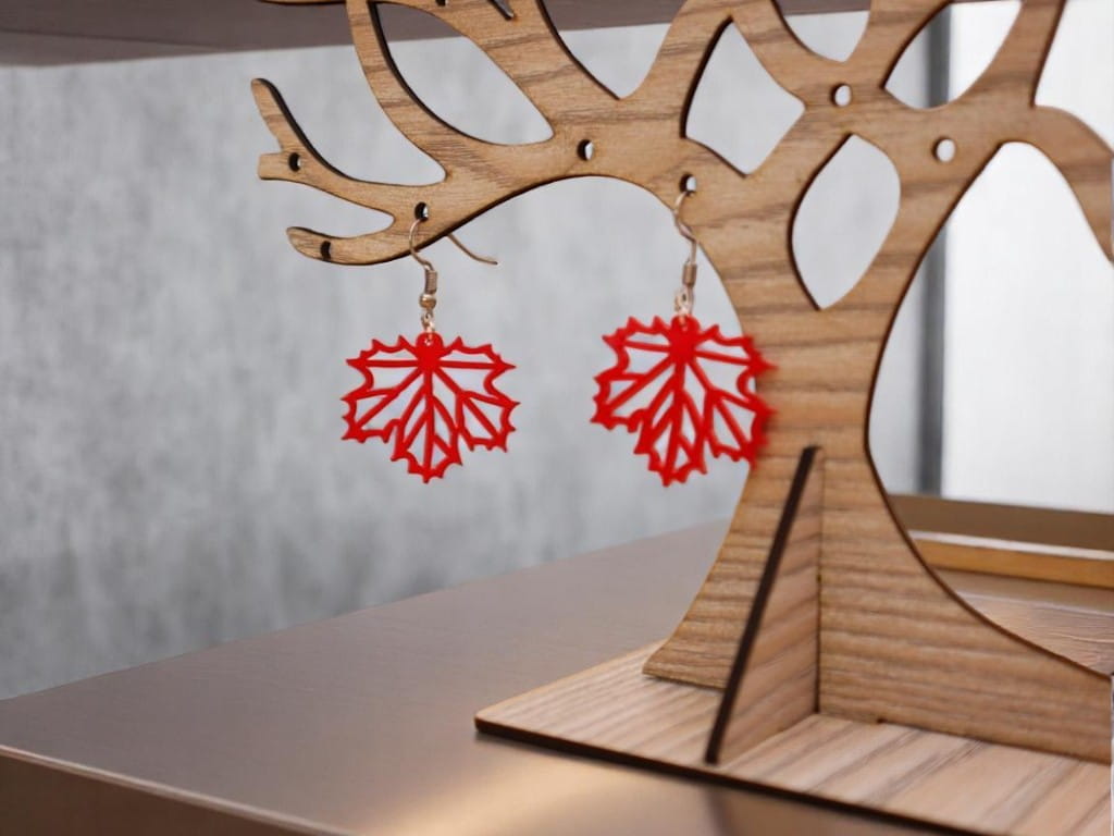 Laser Cut Acrylic Maple Leaf Earrings