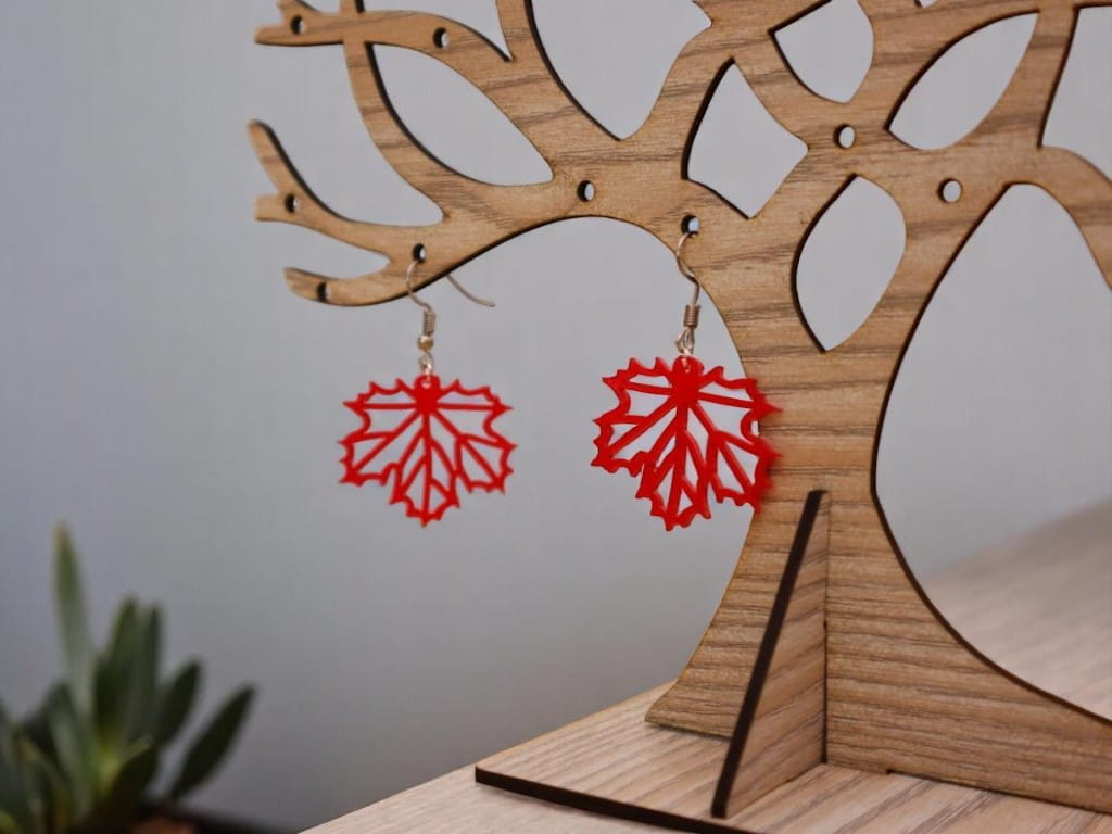 Laser Cut Acrylic Maple Leaf Earrings