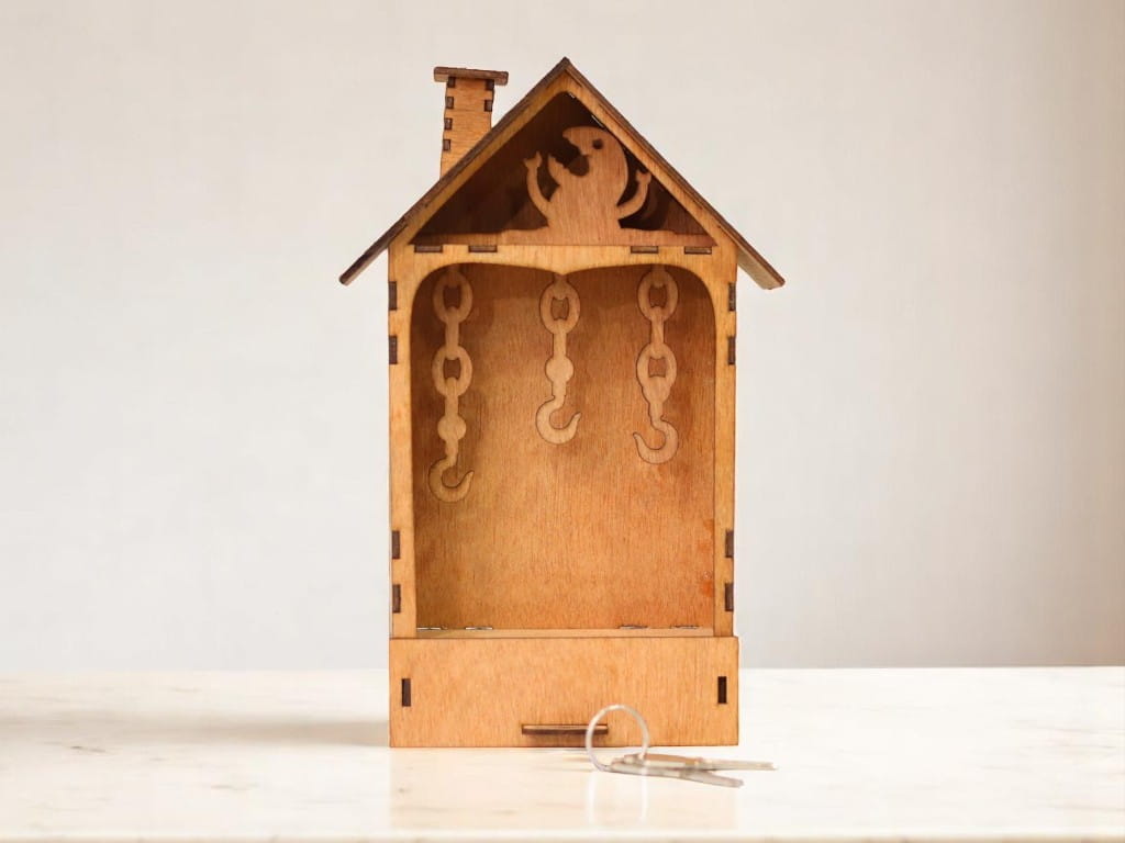 Laser Cut Wooden Key Cabinet with Drawer Box