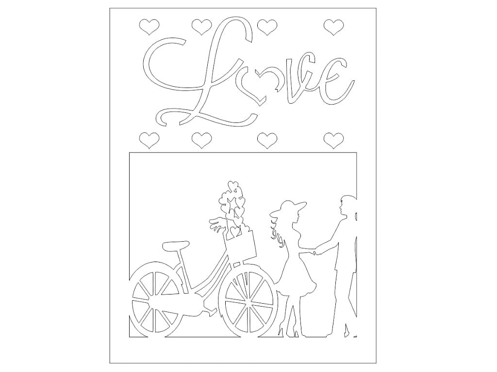 Laser Cut Wooden Greeting Card for Valentines Day