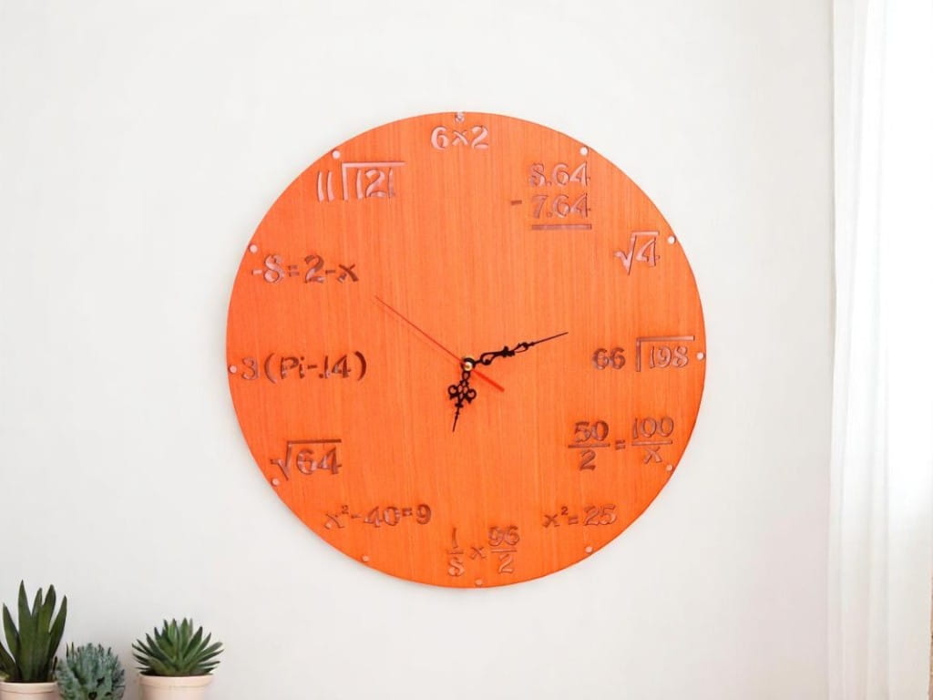 Laser Cut Wooden Math Equation Wall Clock