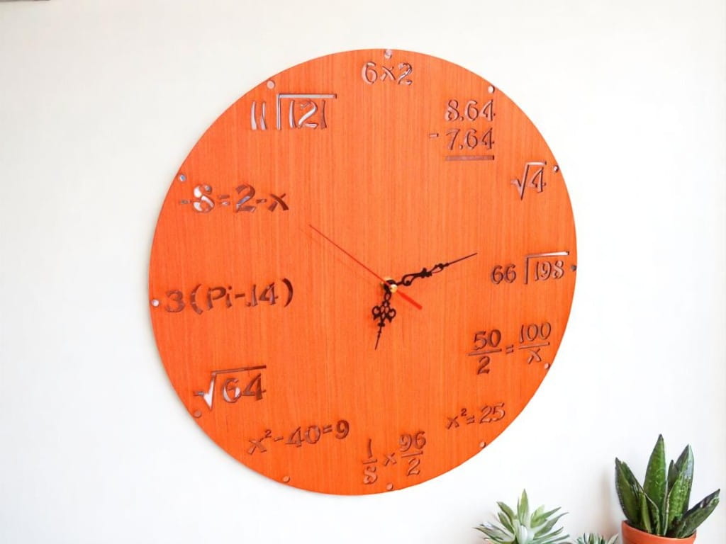 Laser Cut Wooden Math Equation Wall Clock