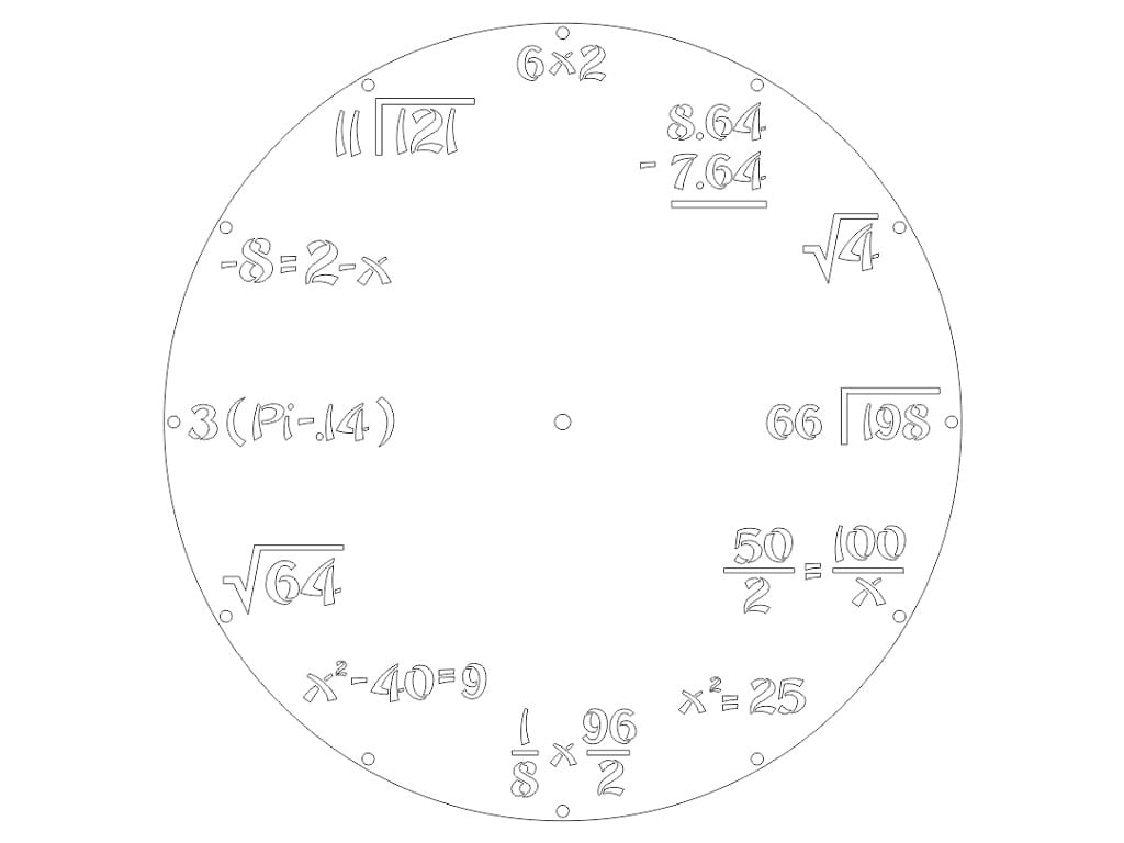 Laser Cut Wooden Math Equation Wall Clock