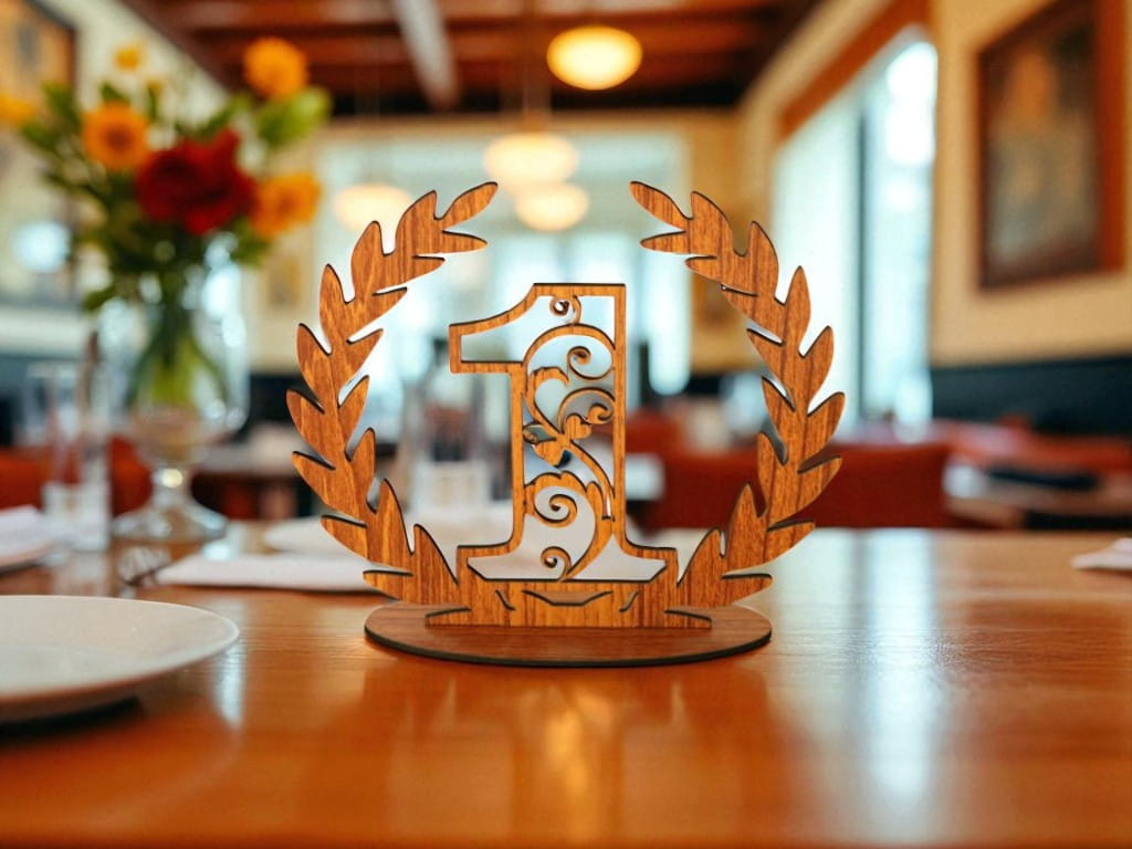 Laser Cut Wooden Floral Wreath Table Numbers