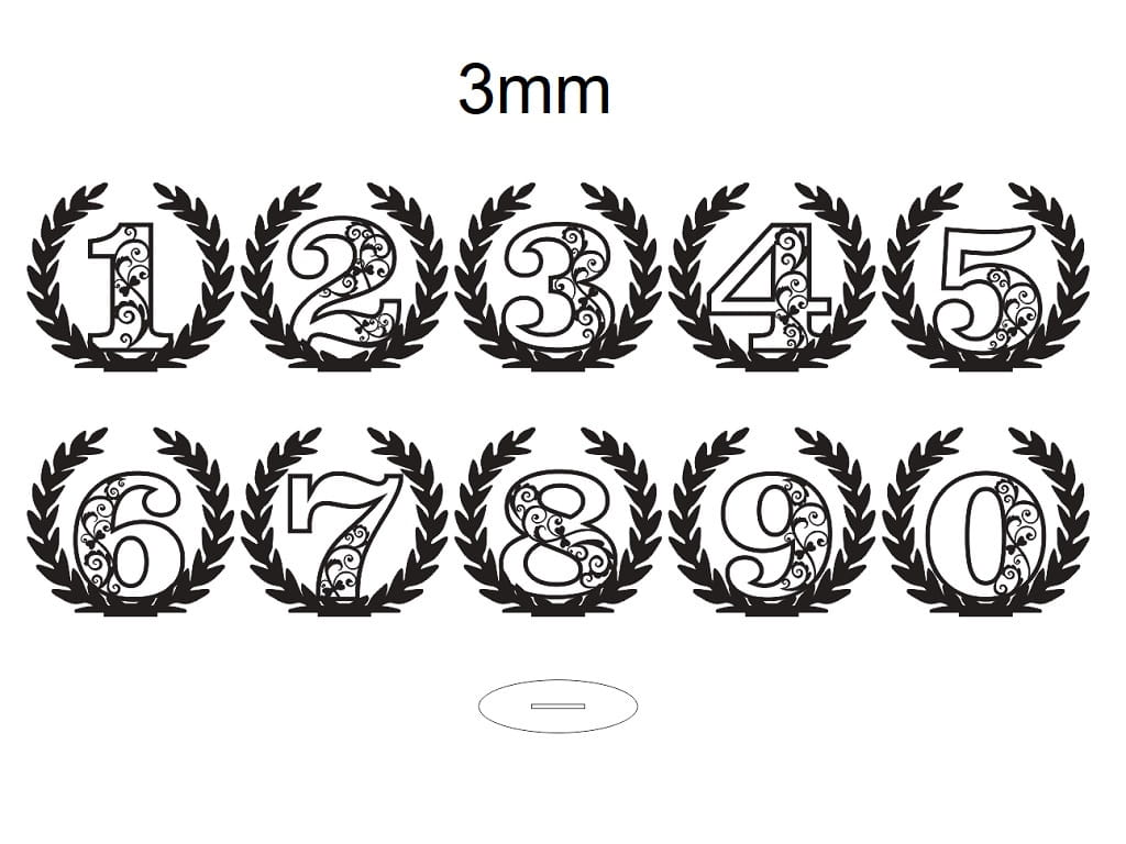 Laser Cut Wooden Floral Wreath Table Numbers