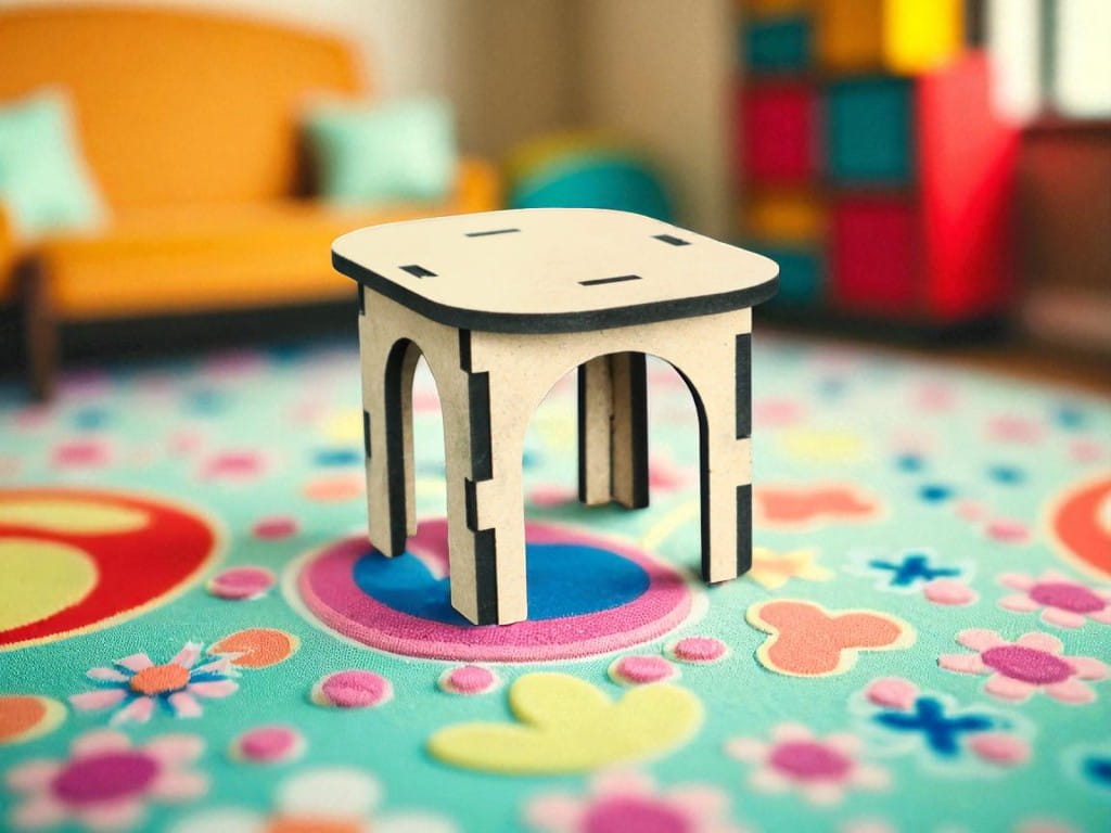 Laser Cut Wooden Miniature Table Dollhouse Furniture