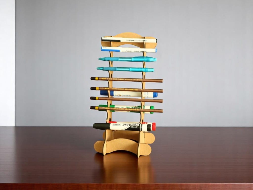 Laser Cut Wooden Marker Holder Display Stand