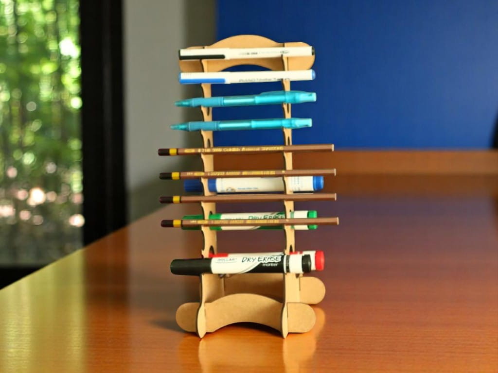 Laser Cut Wooden Marker Holder Display Stand