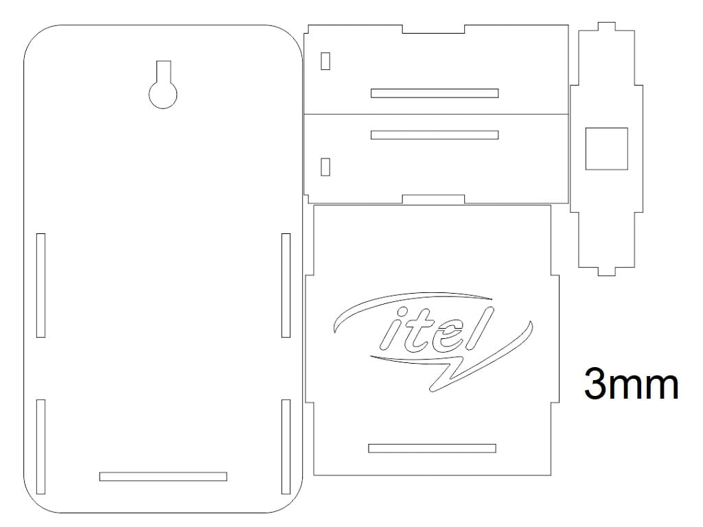 Laser Cut Wooden Wall Mounted Mobile Holder with Itel Logo