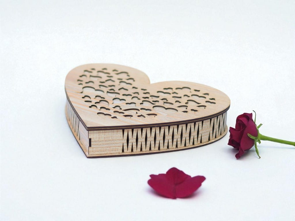Laser Cut Wooden Heart Box