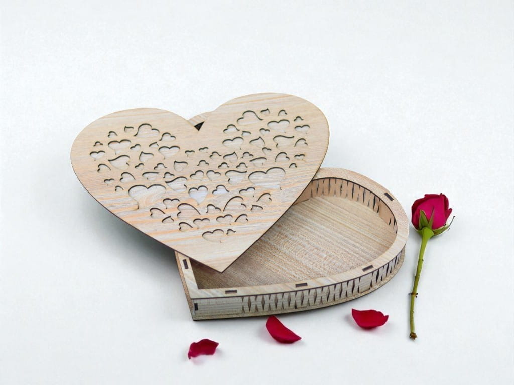Laser Cut Wooden Heart Box
