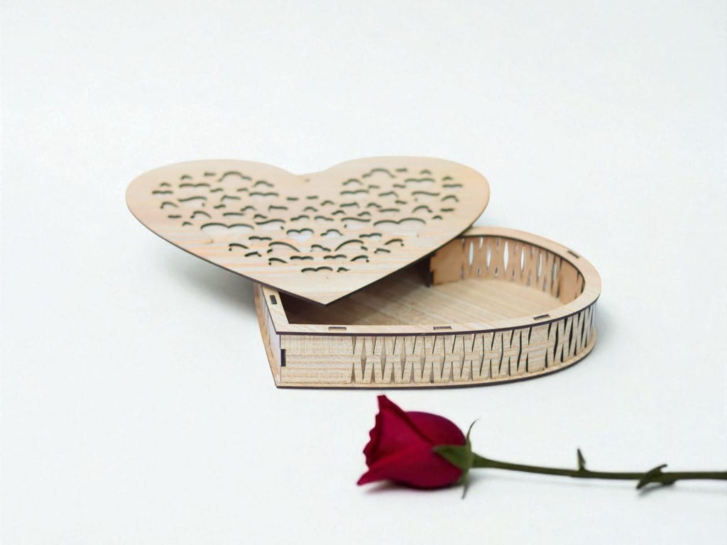Laser Cut Wooden Heart Box
