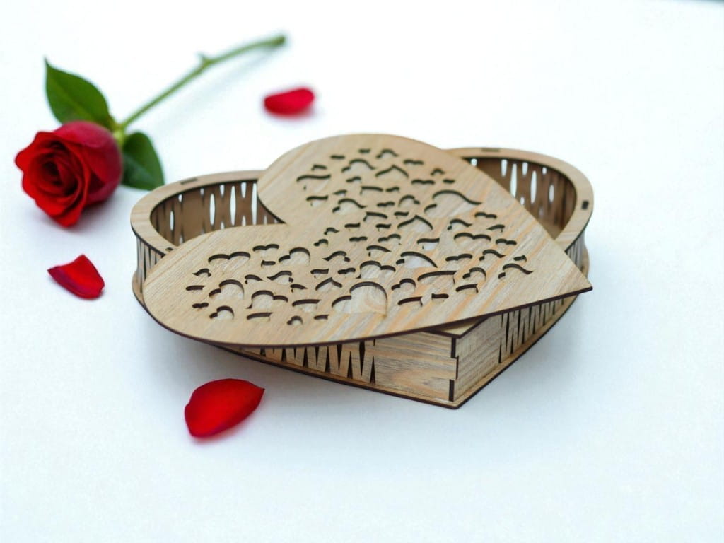 Laser Cut Wooden Heart Box