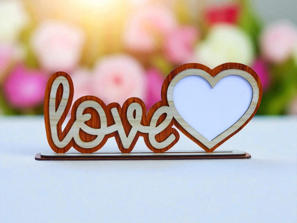 Laser Cut Wooden Love Photo Frame