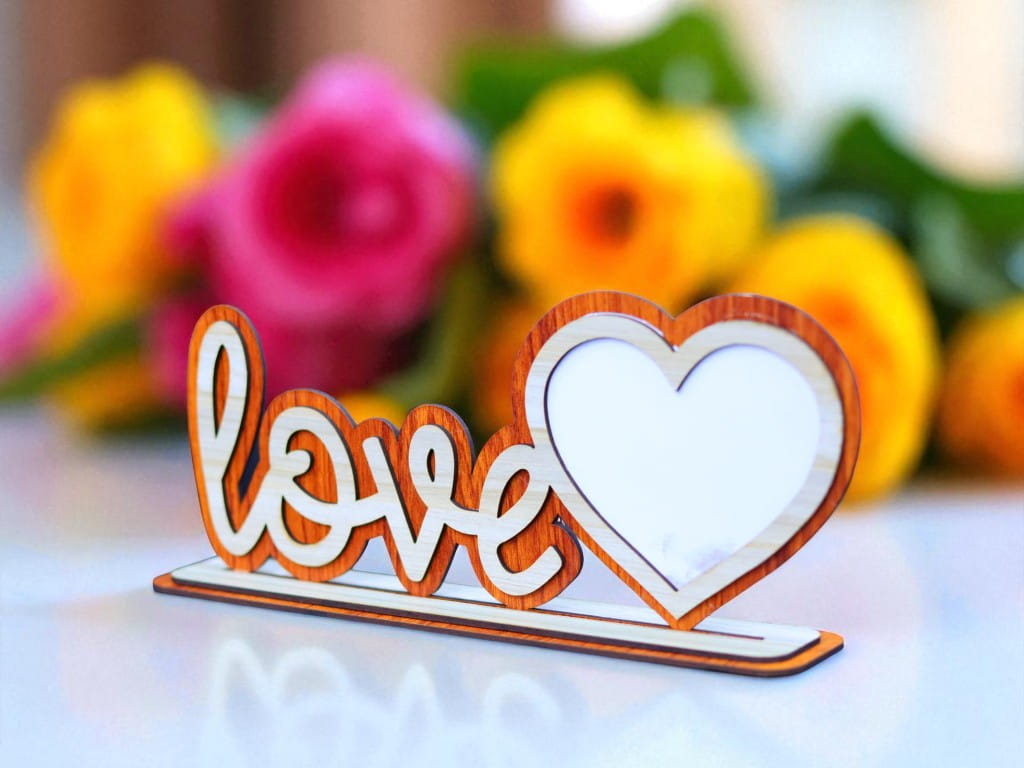 Laser Cut Wooden Love Photo Frame