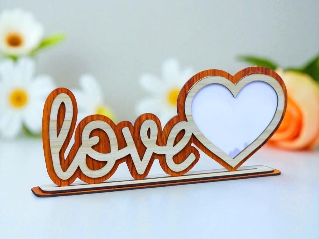 Laser Cut Wooden Love Photo Frame