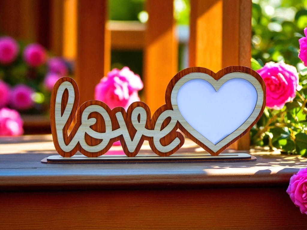 Laser Cut Wooden Love Photo Frame