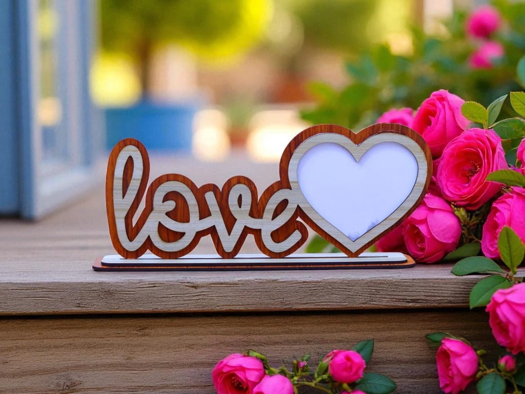 Laser Cut Wooden Love Photo Frame
