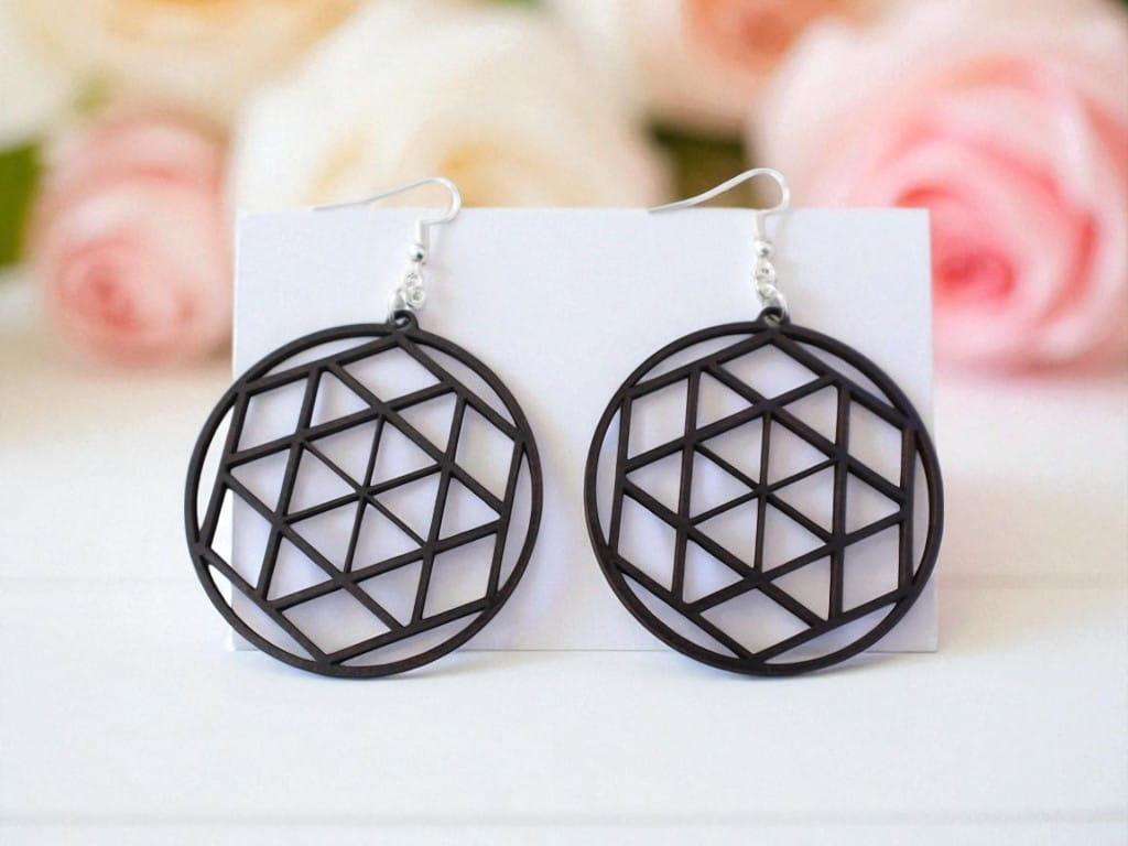 Laser Cut Acrylic Round Geometric Earrings