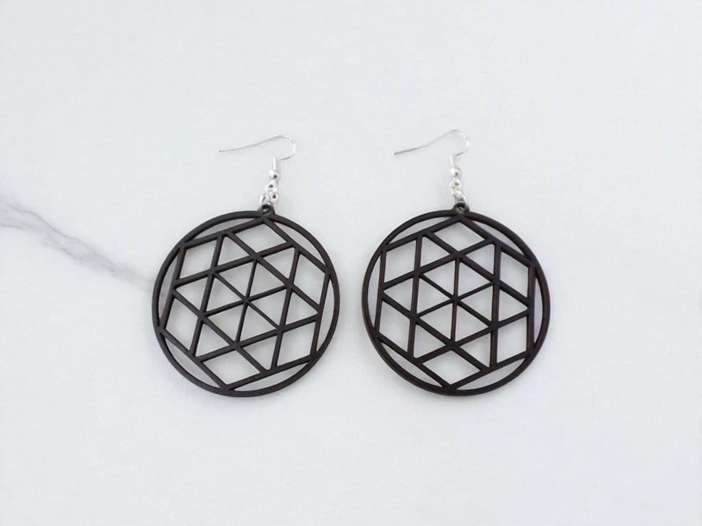 Laser Cut Acrylic Round Geometric Earrings