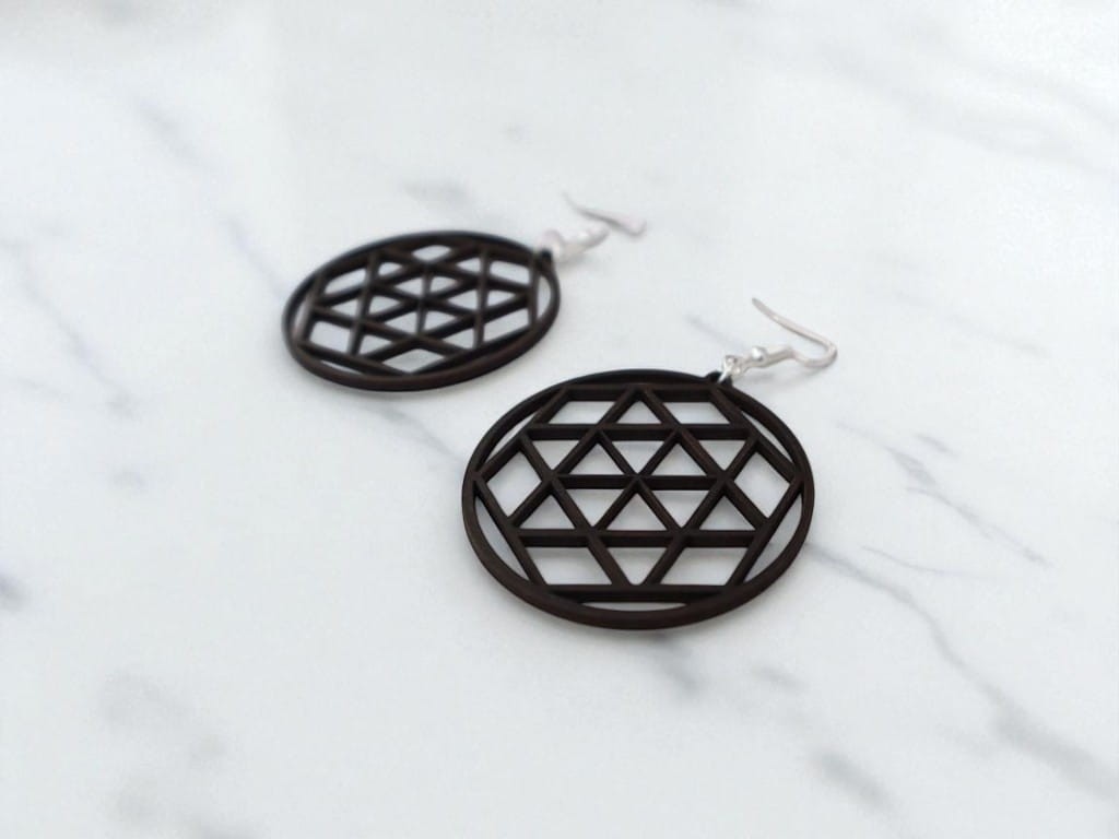 Laser Cut Acrylic Round Geometric Earrings