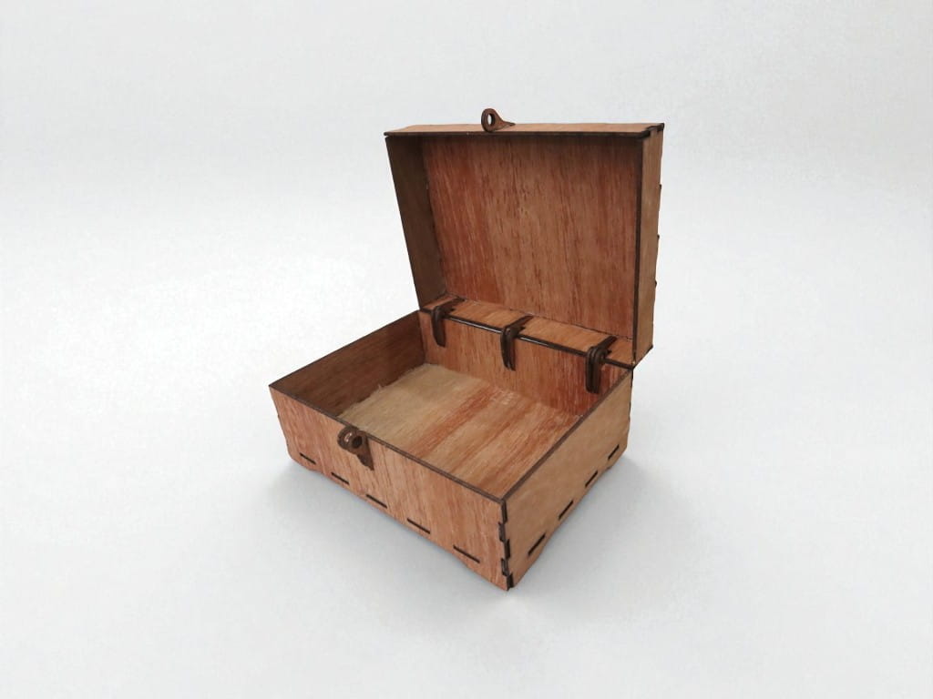 Laser Cut Wooden Storage Box with Hinged Lid