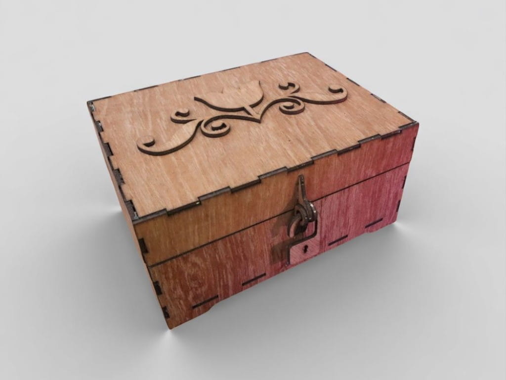 Laser Cut Wooden Storage Box with Hinged Lid