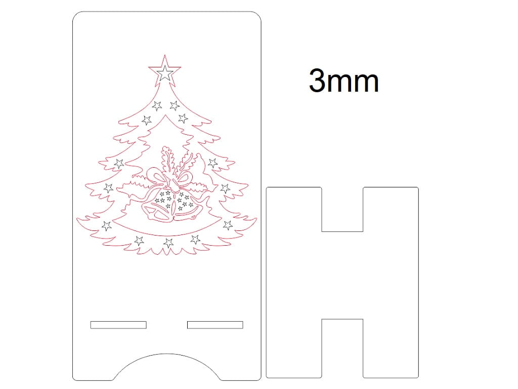 Laser Cut Wooden Christmas Tree Phone Stand