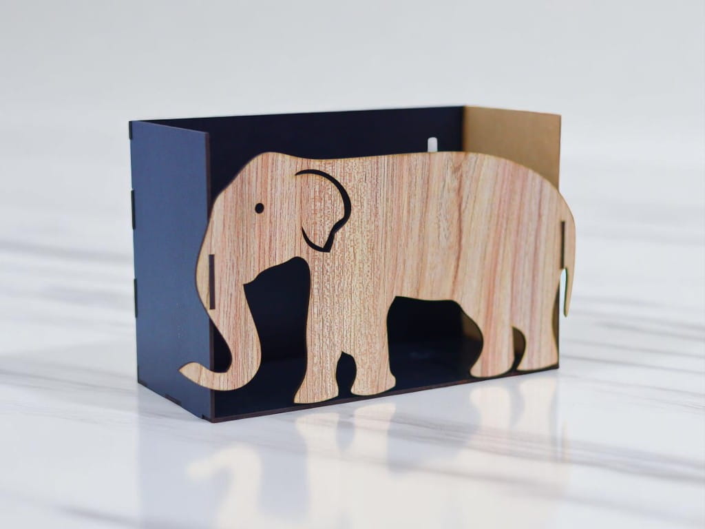 Laser Cut Wooden Elephant Wall Shelf
